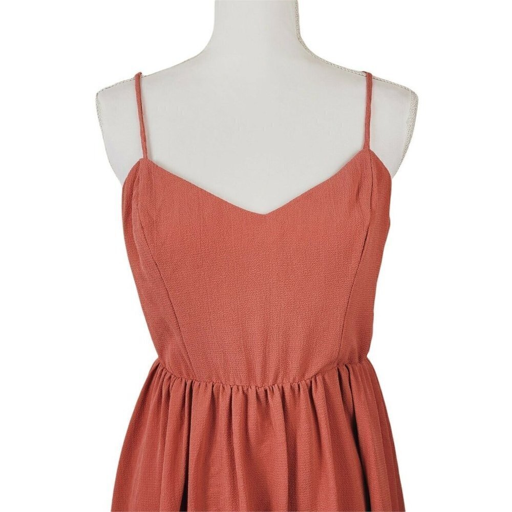 B. Darlin Summer Dress Spaghetti Straps Rusty Coral Tie Back Women's Juniors NWT - Picture 3 of 9